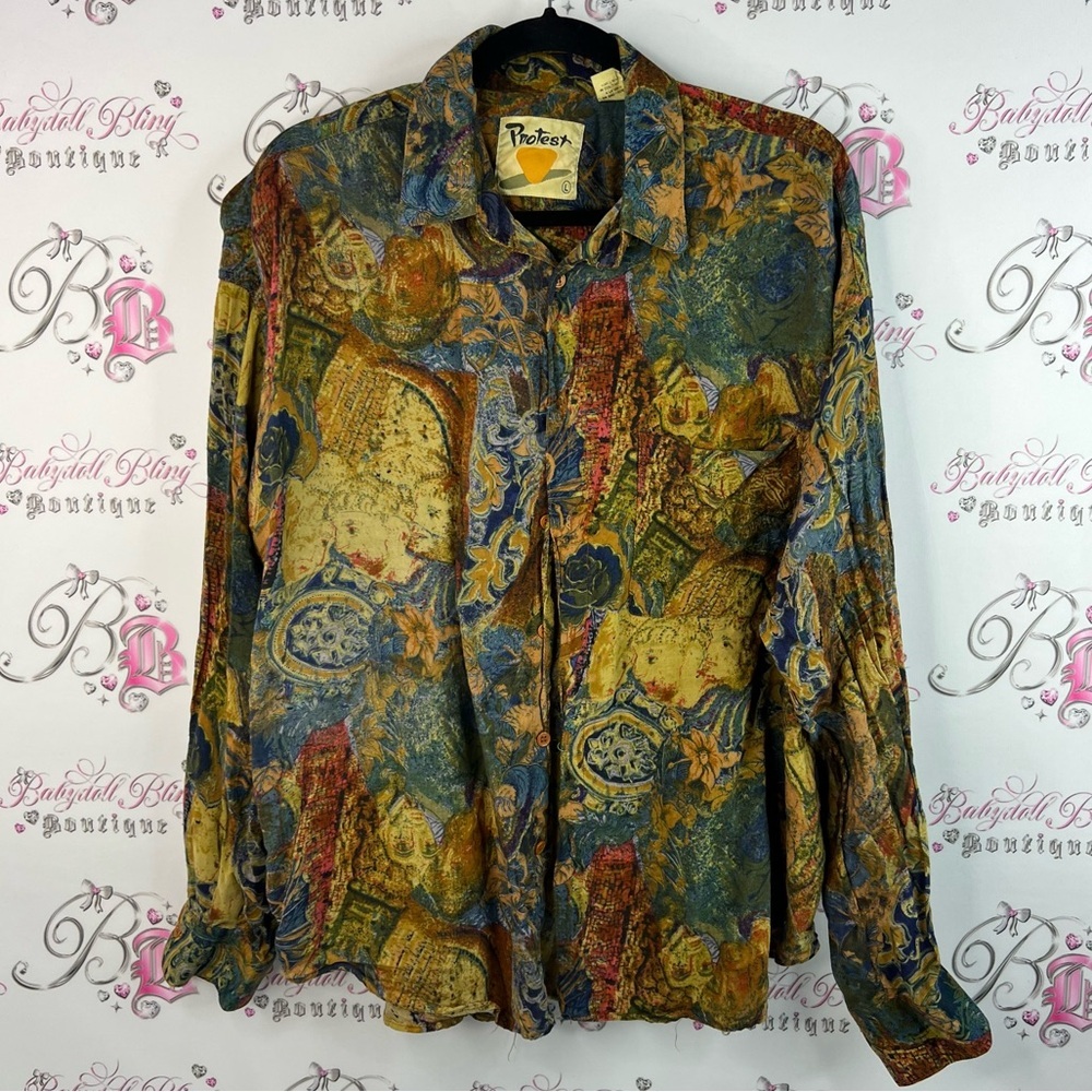 Protest button up vintage abstract Roper Multicolor Abstract Button-Up Shirt